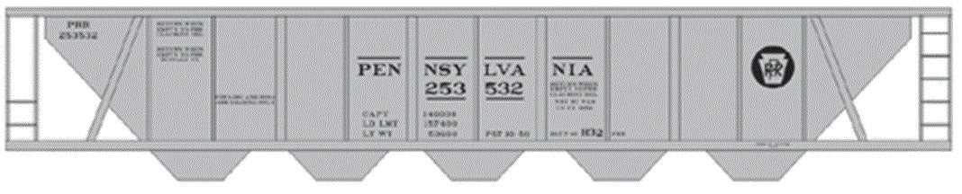 Railroad Decal Set -- Pennsylvania Railroad H32 Covered Hopper (gray Car w/Circle Keystone)
