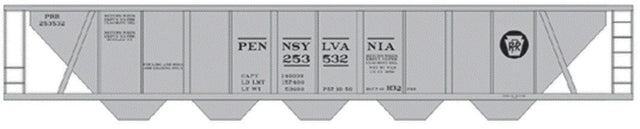 Railroad Decal Set -- Pennsylvania Railroad H32 Covered Hopper (gray Car w/Circle Keystone)