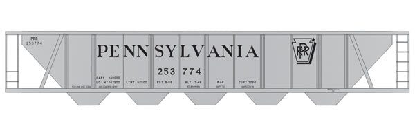 Railroad Decal Set 6-Pack -- Pennsylvania Railroad H32 Covered Hopper (gray Car w/Shadow Keystone)