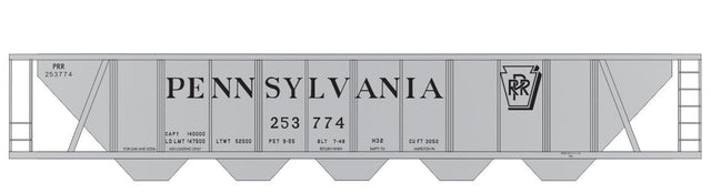 Railroad Decal Set 6-Pack -- Pennsylvania Railroad H32 Covered Hopper (gray Car w/Shadow Keystone)