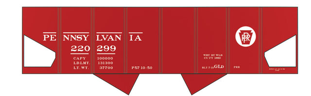Railroad Decal Set 6-Pack -- Pennsylvania Railroad GLd USRA 2-Bay Open Hopper (Tuscan Car w/Circle Keystone
