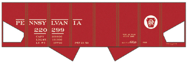 Railroad Decal Set -- Pennsylvania Railroad GLd USRA 2-Bay Open Hopper (Tuscan Car w/Circle Keystone
