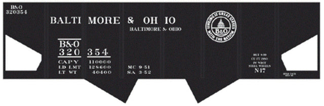 Railroad Decal Set 6-Pack -- Baltimore & Ohio Class N17 USRA Hopper
