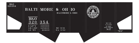 Railroad Decal Set 6-Pack -- Baltimore & Ohio Class N17 USRA 2-Bay Hopper (13 Great States Logo)