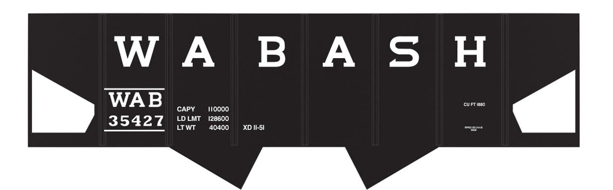 Railroad Decal Set 6-Pack -- Wabash USRA 2-Bay Hopper