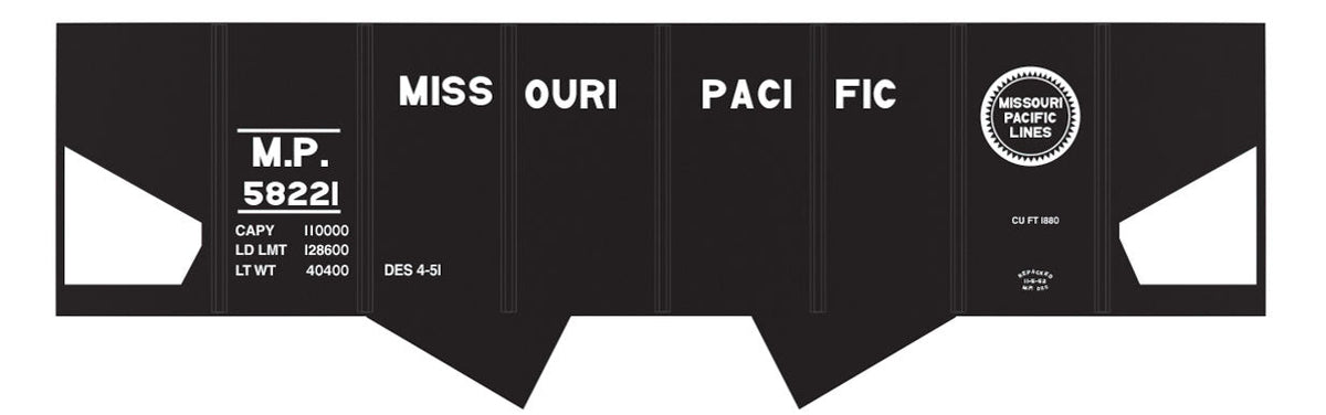 Railroad Decal Set -- Missouri Pacific USRA 2-Bay Hopper