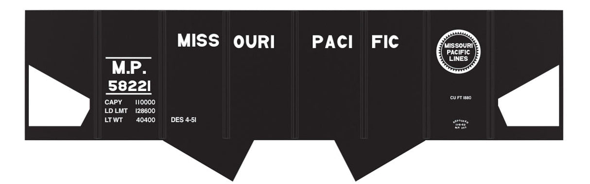 Railroad Decal Set -- Missouri Pacific USRA 2-Bay Hopper