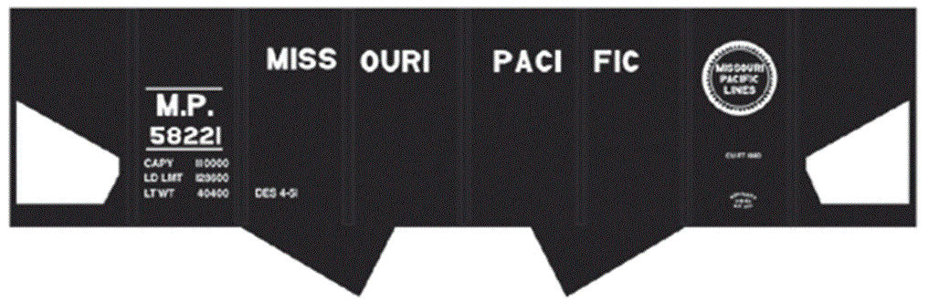 Railroad Decal Set -- Missouri Pacific USRA 2-Bay Hopper