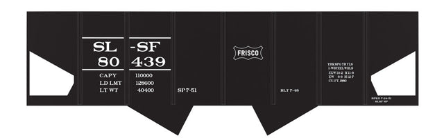 Railroad Decal Set -- St. Louis-San Francisco USRA 2-Bay Hopper (Small Stencil Frisco Logo)