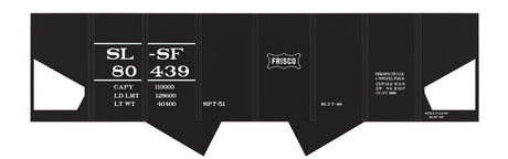 Railroad Decal Set -- St. Louis-San Francisco USRA 2-Bay Hopper (Small Stencil Frisco Logo)