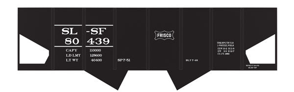 Railroad Decal Set -- St. Louis-San Francisco USRA 2-Bay Hopper (Small Stencil Frisco Logo)