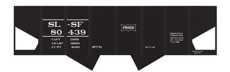 Railroad Decal Set -- St. Louis-San Francisco USRA 2-Bay Hopper (Small Stencil Frisco Logo)
