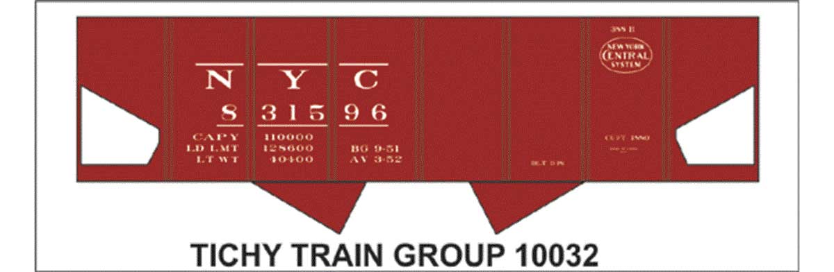 Railroad Decal Set 6-Pack -- New York Central USRA 2-Bay Hopper (System Logo)