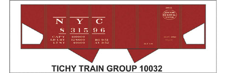 Railroad Decal Set 6-Pack -- New York Central USRA 2-Bay Hopper (System Logo)