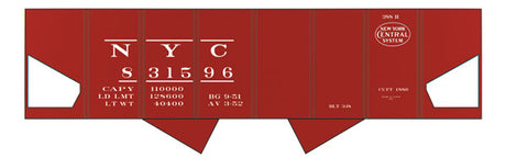Railroad Decal Set 6-Pack -- New York Central USRA 2-Bay Hopper (System Logo)