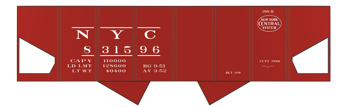 Railroad Decal Set -- New York Central USRA 2-Bay Hopper (System Logo)