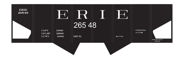 Railroad Decal Set 6-Pack -- Erie USRA 2-Bay Hopper