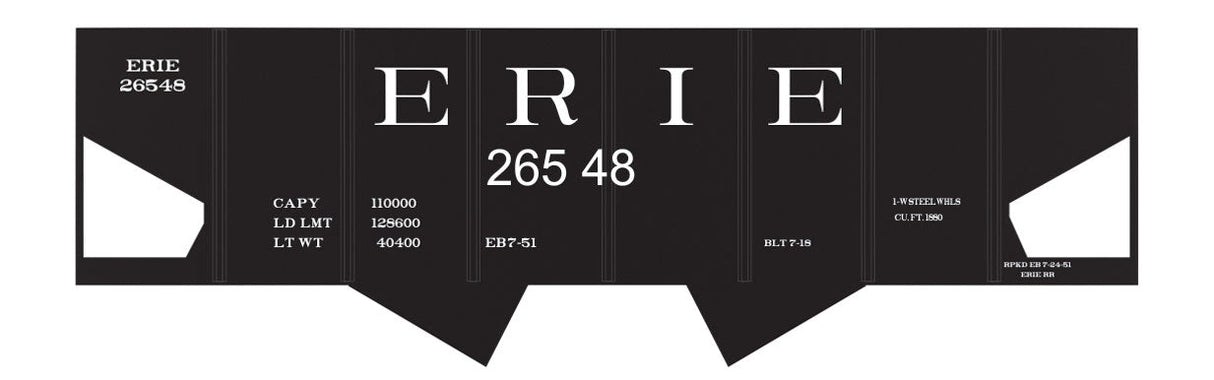 Railroad Decal Set 6-Pack -- Erie USRA 2-Bay Hopper (Billboard Erie)