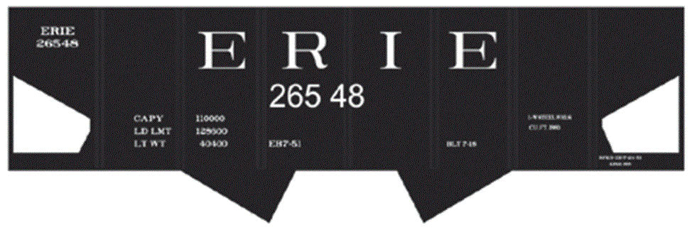 Railroad Decal Set -- Erie USRA 2-Bay Hopper