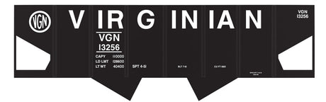 Railroad Decal Set -- Virginian USRA 2-Bay Hopper (Billboard Lettering)