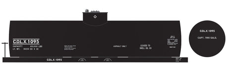 Railroad Decal Set 6-Pack -- CDLX 8,000-Gallon Asphalt Tank Car