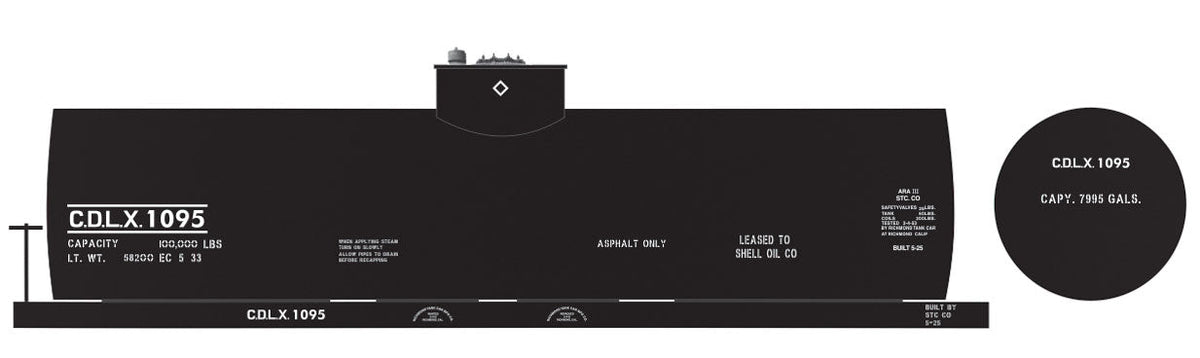 Railroad Decal Set -- CDLX 8,000-Gallon Asphalt Tank Car