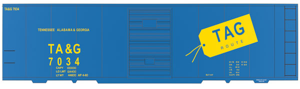 Railroad Decal Set 6-Pack -- Tennessee, Alabama & Georgia 40' Single-Door Boxcar