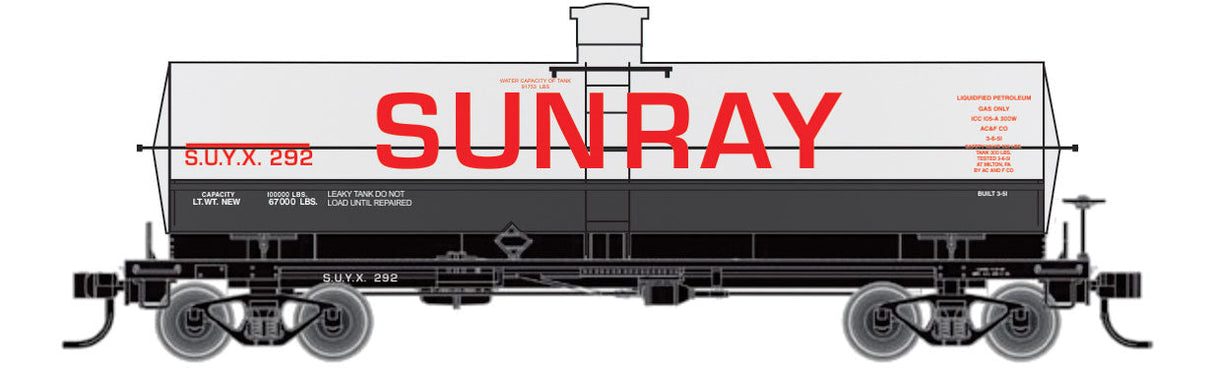 Railroad Decal Set -- Sunray 10,000-Gallon LPG Tank Car