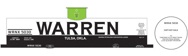Railroad Decal Set 6-Pack -- Warren 8,000-Gallon LPG Tank Car