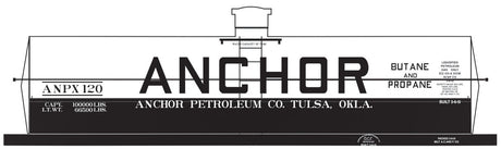 Railroad Decal Set -- Anchor ANPX 10,000-Gallon LPG Tank Car