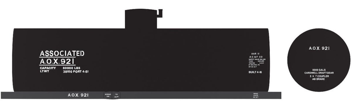 Railroad Decal Set -- Associated AOX 8,000-Gallon LPG Tank Car