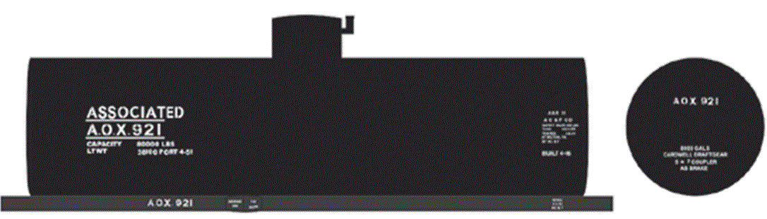 Railroad Decal Set -- Associated AOX 8,000-Gallon LPG Tank Car
