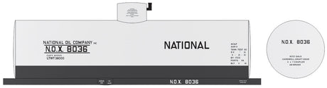 Railroad Decal Set 6-Pack -- National Oil Co. NOX 8,000-Gallon Tank Car