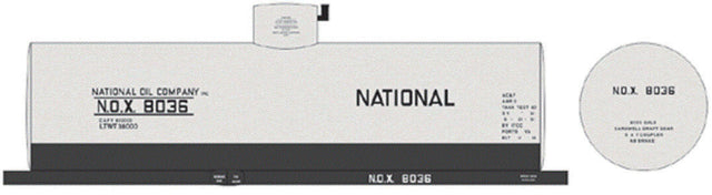 Railroad Decal Set -- National Oil Co. NOX 8,000-Gallon Tank Car