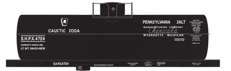Railroad Decal Set 6-Pack -- Pennsylvania Salt SHPX 8,000-Gallon Caustic Soda Tank Car