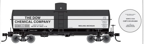 Railroad Decal Set 6-Pack -- Dow Chemical DOWX 10,000-Gallon Tank Car
