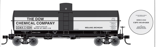 Railroad Decal Set -- Dow Chemical DOWX 10,000-Gallon Tank Car