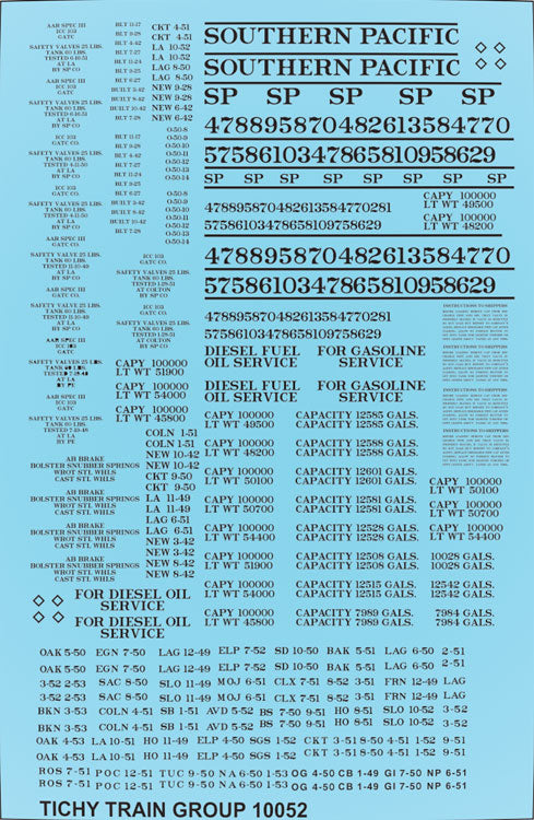 Railroad Decal Set -- Southern Pacific MOW Tank Car (black lettering)