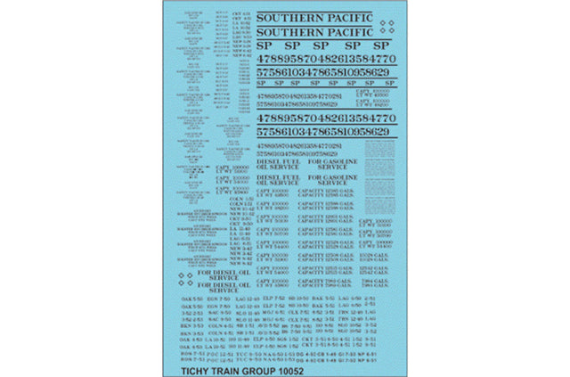 Railroad Decal Set -- Southern Pacific MOW Tank Cars (black lettering)