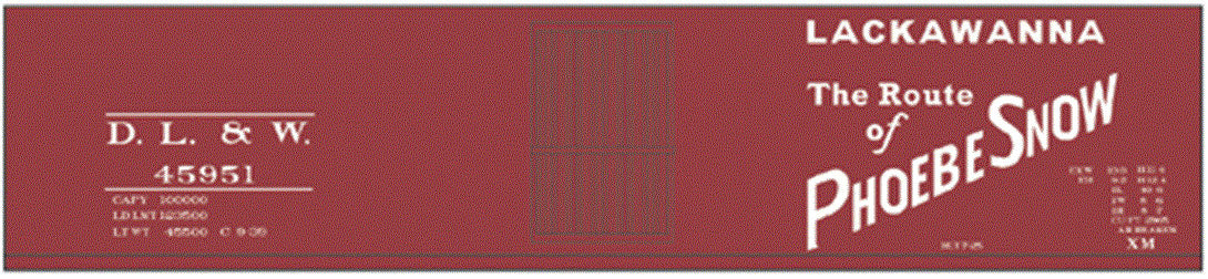 Railroad Decal Set -- Delaware, Lackawanna & Western 40' Steel Single-Door Boxcar (1930s Phoebe Sn