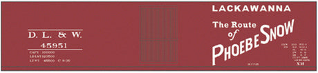 Railroad Decal Set -- Delaware, Lackawanna & Western 40' Steel Single-Door Boxcar (1930s Phoebe Sn