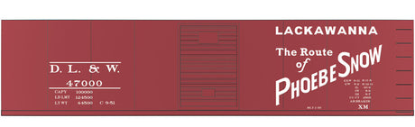 Railroad Decal Set -- Delaware, Lackawanna & Western 40' Steel Single-Door Boxcar (1950s Phoebe Sn