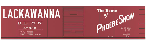 Railroad Decal Set 6-Pack -- Delaware, Lackawanna & Western 40' Boxcar (Billboard Lettering & Phoebe Snow