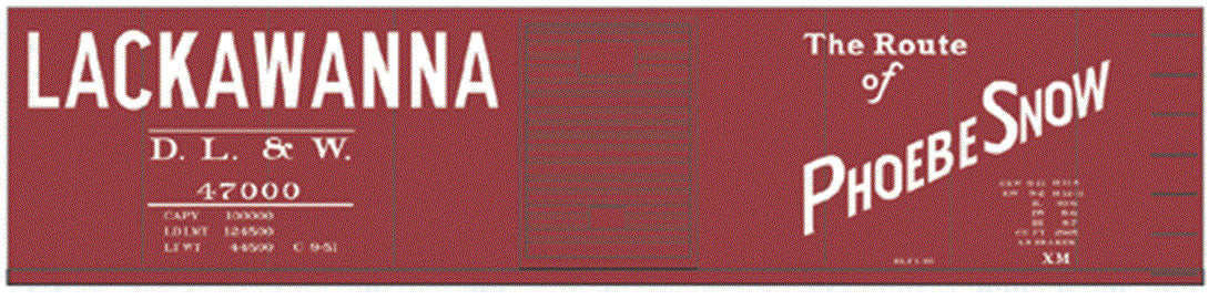 Railroad Decal Set -- Delaware, Lackawanna & Western 40' Boxcar (Billboard Lettering & Phoebe Snow