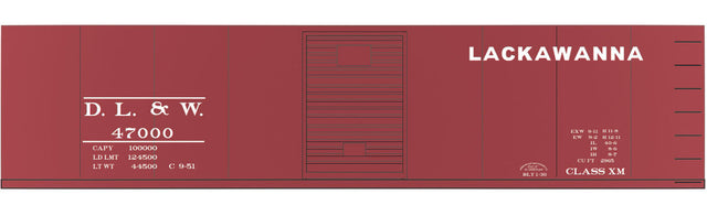 Railroad Decal Set -- Delaware, Lackawanna & Western 40' Steel Boxcar (1950s No Slogan)