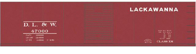 Railroad Decal Set -- Delaware, Lackawanna & Western 40' Steel Boxcar (1950s No Slogan)