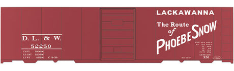 Railroad Decal Set 6-Pack -- Delaware, Lackawanna & Western 40' Steel Single-Door Boxcar (1939 Phoebe Sno