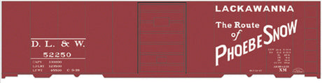 Railroad Decal Set -- Delaware, Lackawanna & Western 40' Steel Single-Door Boxcar (1939 Phoebe Sno