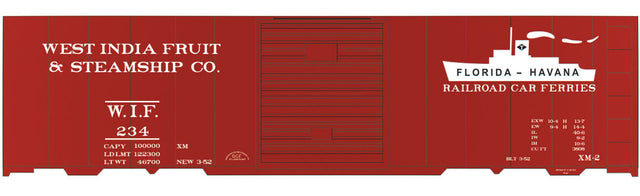 Railroad Decal Set -- West India Fruit & Steamship 40' Steel Single-Door Boxcar
