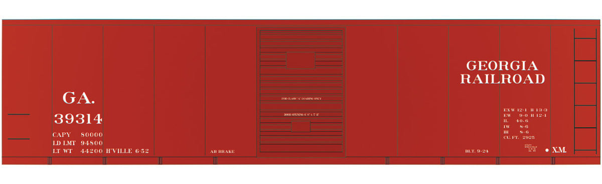 Railroad Decal Set -- Georgia Railroad 40' Steel Single-Door Boxcar